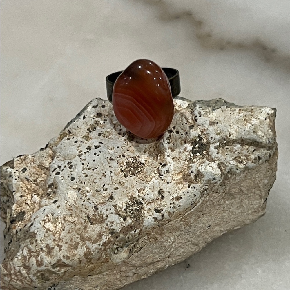 Carnelian Agate Gemstone Stone Ring